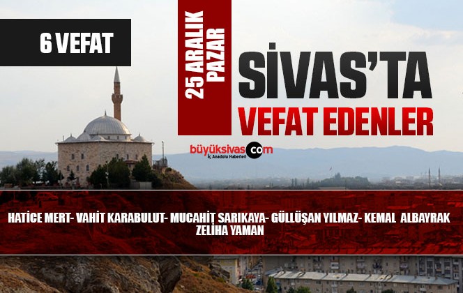 Sivas Aramızdan Ayrılanlar – Sivas’ta Ölenler -25 Aralık 2022