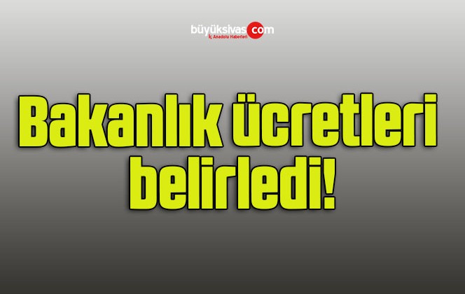 Bakanlık ücretleri belirledi!