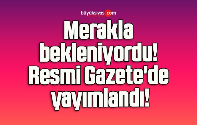 Merakla bekleniyordu! Resmi Gazete’de yayımlandı!