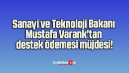 Sanayi ve Teknoloji Bakanı Mustafa Varank’tan destek ödemesi müjdesi!