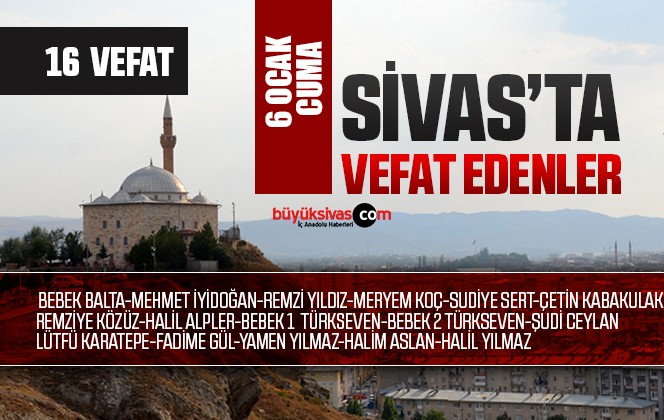 Sivas Aramızdan Ayrılanlar – Sivas’ta Ölenler -6 Ocak 2023