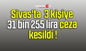 Sivas’ta  3 kişiye 31 bin 255 lira ceza kesildi !