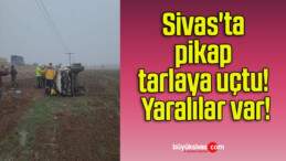 Sivas’ta pikap tarlaya uçtu! Yaralılar var!