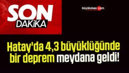 Hatay’da 4,3 büyüklüğünde bir deprem meydana geldi!