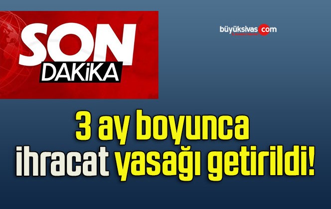 3 ay boyunca ihracat yasağı getirildi!