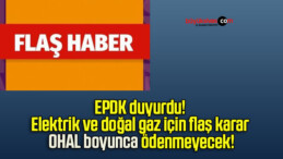 EPDK duyurdu! Elektrik ve doğal gaz için flaş karar OHAL boyunca ödenmeyecek!