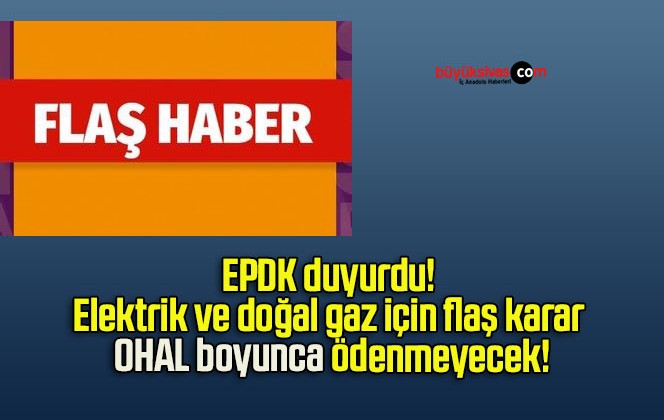 EPDK duyurdu! Elektrik ve doğal gaz için flaş karar OHAL boyunca ödenmeyecek!