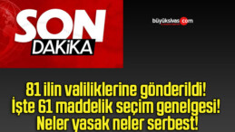 81 ilin valiliklerine gönderildi! İşte 61 maddelik seçim genelgesi! Neler yasak neler serbest!