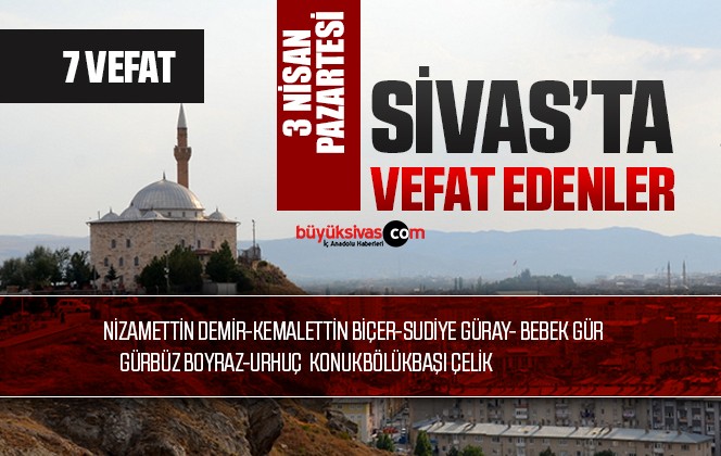 Sivas Aramızdan Ayrılanlar – Sivas’ta Ölenler – 3 Nisan 2023