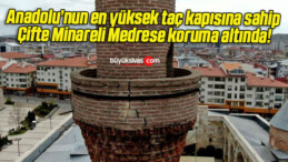 Anadolu’nun en yüksek taç kapısına sahip Çifte Minareli Medrese koruma altında!