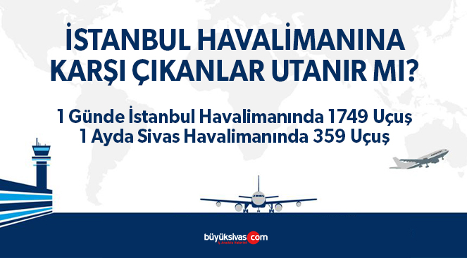 1 Günde İstanbul Havalimanında 1749 Uçuş, 1 Ayda Sivas Havalimanında 359 Uçuş