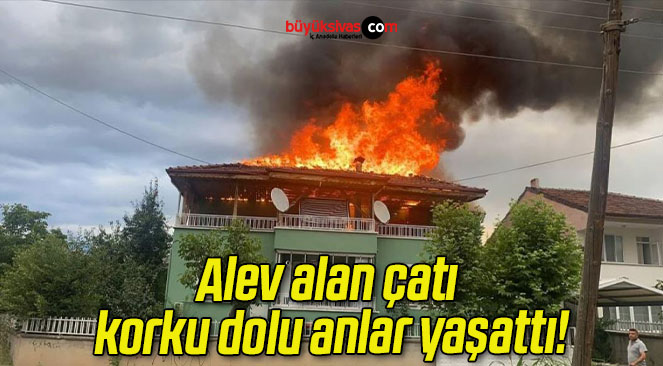 Alev alan çatı korku dolu anlar yaşattı!