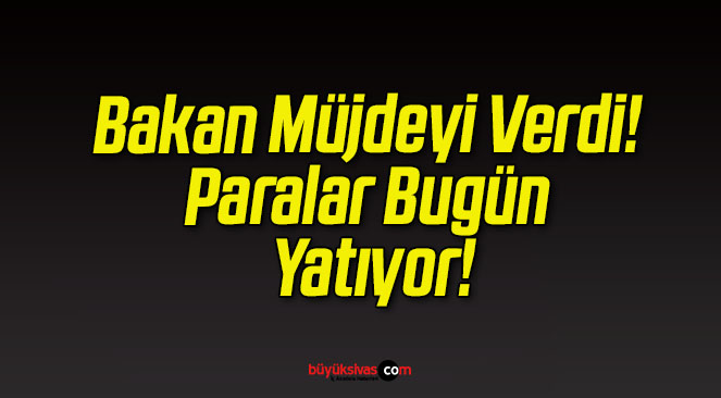 Bakan Müjdeyi Verdi! Paralar Bugün Yatıyor!