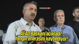 AFAD Başkanı açıkladı! Yangın enerjisini kaybediyor!