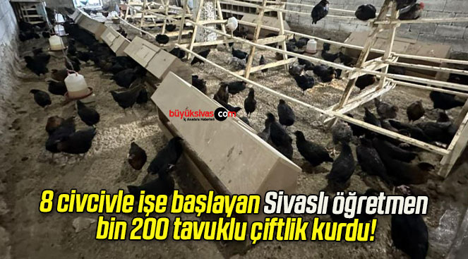 8 civcivle işe başlayan Sivaslı öğretmen bin 200 tavuklu çiftlik kurdu!