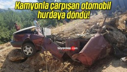 Kamyonla çarpışan otomobil hurdaya döndü!