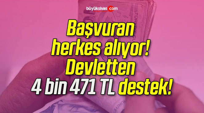 Başvuran herkes alıyor! Devletten 4 bin 471 TL destek!