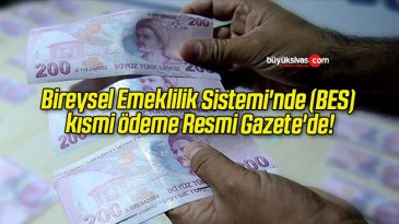 Bireysel Emeklilik Sistemi’nde (BES) kısmi ödeme Resmi Gazete’de!