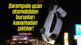 Şarampole uçan otomobilden burunları kanamadan çıktılar!