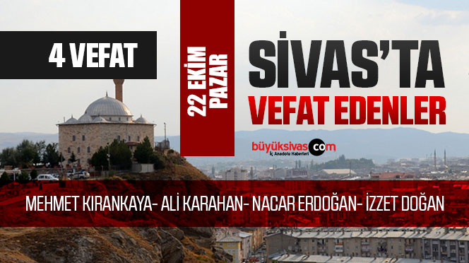 Sivas Aramızdan Ayrılanlar – Sivas’ta Ölenler – 22 Ekim 2023