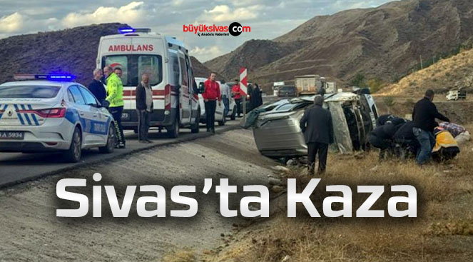 Sivas Taşlıdere mevkiinde kaza! Araç takla attı