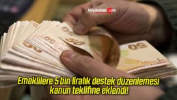 Emeklilere 5 bin liralık destek düzenlemesi kanun teklifine eklendi!