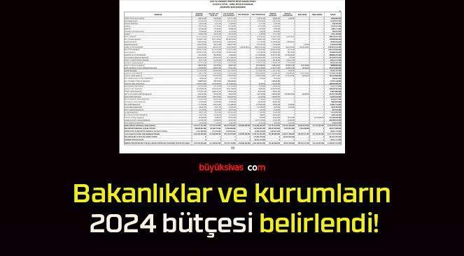 Bakanlıklar ve kurumların 2024 bütçesi belirlendi!