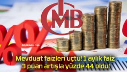 Mevduat faizleri uçtu! 1 aylık faiz 3 puan artışla yüzde 44 oldu!