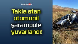 Takla atan otomobil şarampole yuvarlandı!