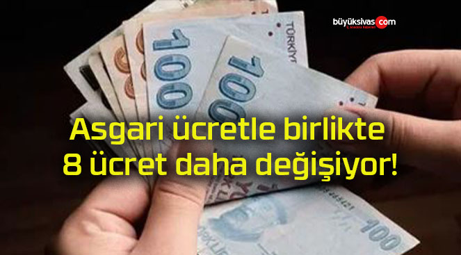 Asgari ücretle birlikte 8 ücret daha değişiyor!