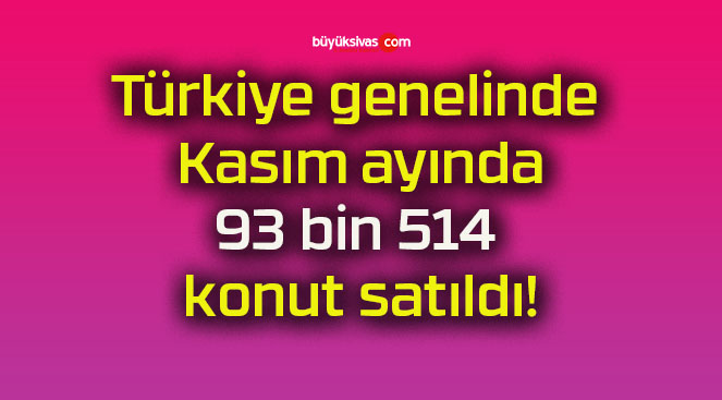 Türkiye genelinde Kasım ayında 93 bin 514 konut satıldı!