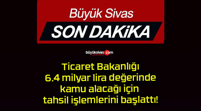 Ticaret Bakanlığı 6.4 milyar lira değerinde kamu alacağı için tahsil işlemlerini başlattı!