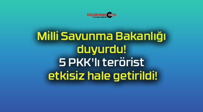 Milli Savunma Bakanlığı duyurdu! 5 PKK’lı terörist etkisiz hale getirildi!