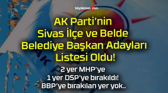 AK Parti’nin Sivas İlçe ve Belde Belediye Başkan Adayları Listesi!