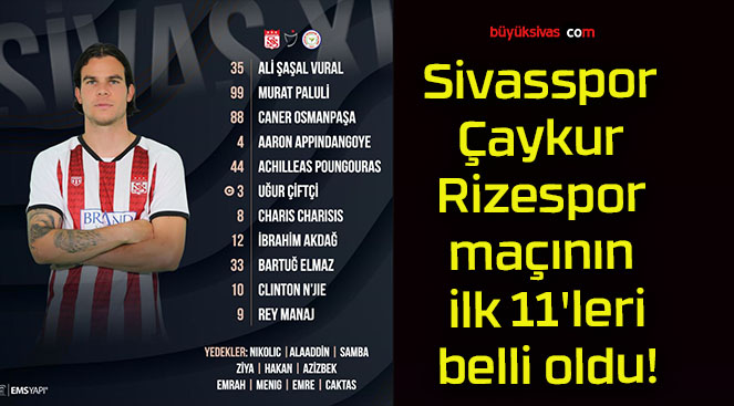 Sivasspor Çaykur Rizespor maçının ilk 11’leri belli oldu!