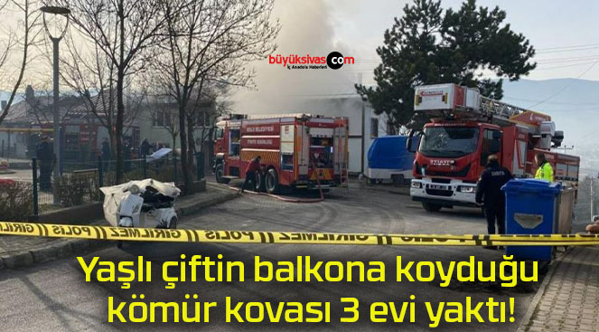 Yaşlı çiftin balkona koyduğu kömür kovası 3 evi yaktı!