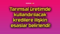 Tarımsal üretimde kullandırılacak kredilere ilişkin esaslar belirlendi!