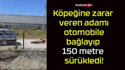 Köpeğine zarar veren adamı otomobile bağlayıp 150 metre sürükledi!