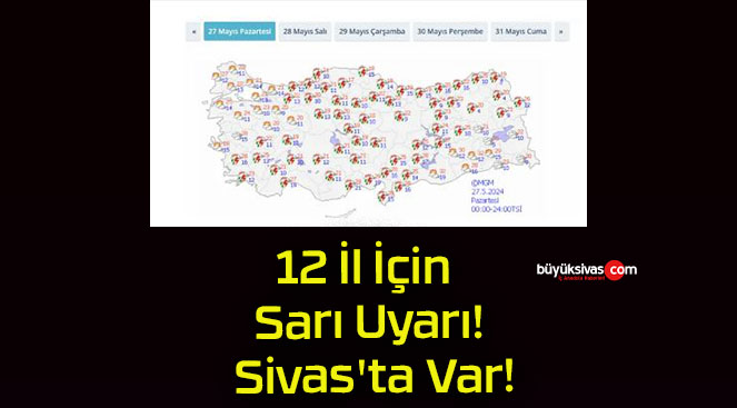 12 İl İçin Sarı Uyarı! Sivas’ta Var!