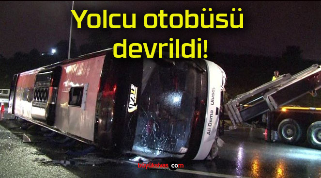 Yolcu otobüsü devrildi!