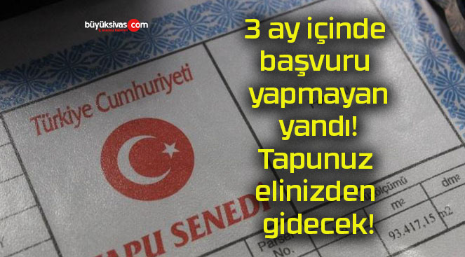 3 ay içinde başvuru yapmayan yandı! Tapunuz elinizden gidecek!