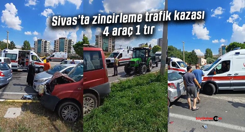 Numune hastanesi mevkiinde 4 araç ile bir tır zincirleme trafik kazası geçirdi