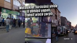 Sivas’ta motosiklet sürücüsü yolda U dönüşü yapan transit araca çarptı