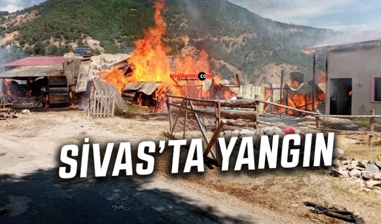 Sivas’ta korkutan yangın: 2 samanlık ve 2 ahır yandı