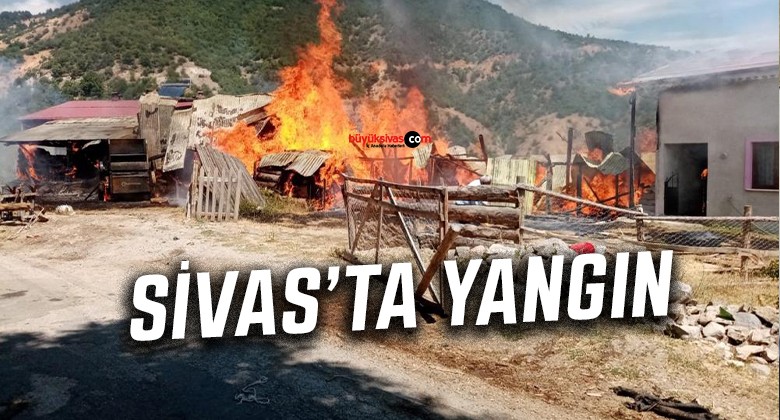 Sivas’ta korkutan yangın: 2 samanlık ve 2 ahır yandı