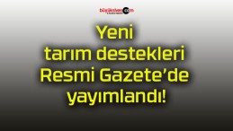 Yeni tarım destekleri Resmi Gazete’de yayımlandı!