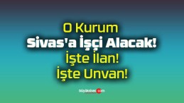 O Kurum Sivas’a İşçi Alacak! İşte İlan! İşte Unvan!