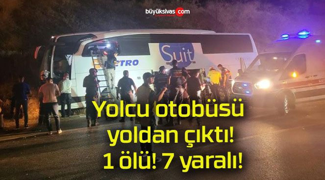 Yolcu otobüsü yoldan çıktı! 1 ölü! 7 yaralı!