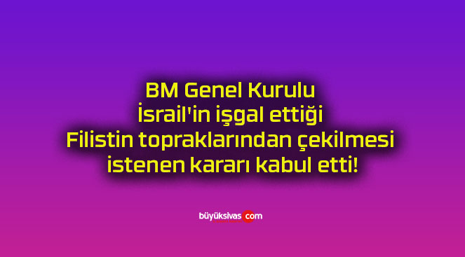 BM Genel Kurulu İsrail’in işgal ettiği Filistin topraklarından çekilmesi istenen kararı kabul etti!