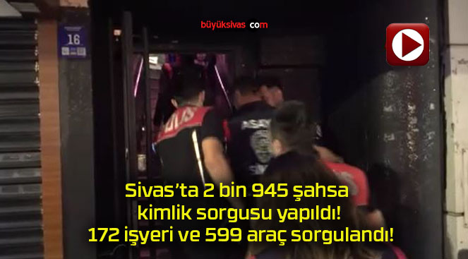 2 bin 945 şahsa kimlik sorgusu yapıldı! 172 işyeri ve 599 araç sorgulandı!